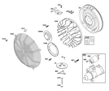 Flywheel, Ignition, And Starter Group Diagram and Parts List for 613477-4237-J1 400000 - 699999 Briggs and Stratton Engine